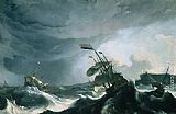 Ships Canvas Paintings - Ships in Distress in a Heavy Storm